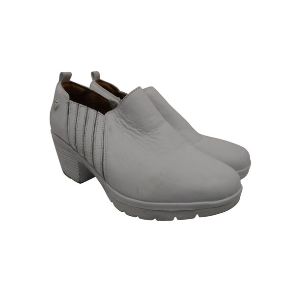 Nurse Mates Women's Zip-Up Mid-Cut Edda Work Clogs Leather White Size 8.5W - Picture 1 of 8